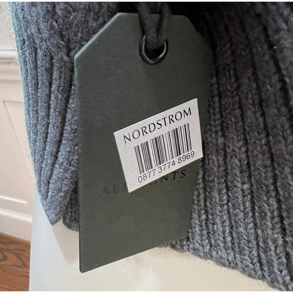ALLSAINTS Gray Rib Mix Knit Scarf  72